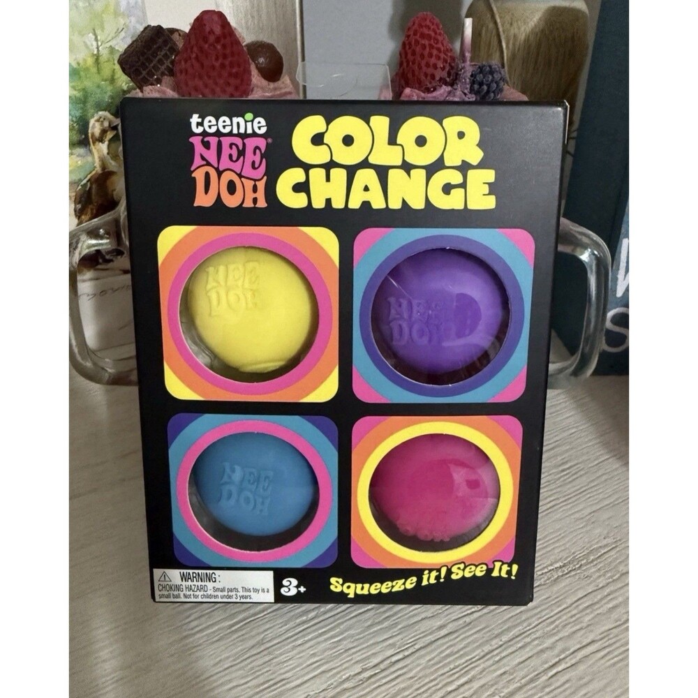 Authentic NeeDoh Teenie Color Change Squeeze Toy Set 4 Pack Brand New RARE